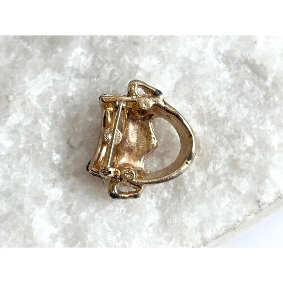 Happy Mask Gold Toned Vintage Costume Jewelry Brooch | Lapel Pin - Picture 3 of 10